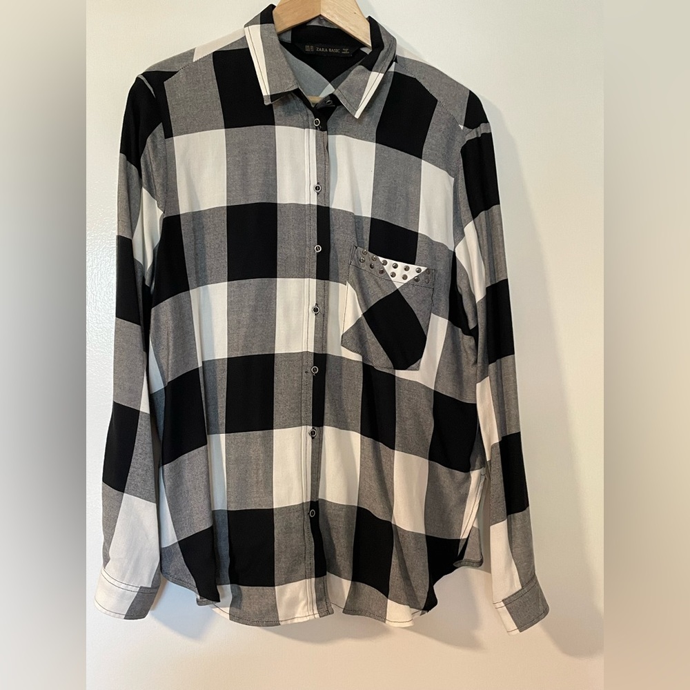 Classic Zara Plaid shirt with Embellishments